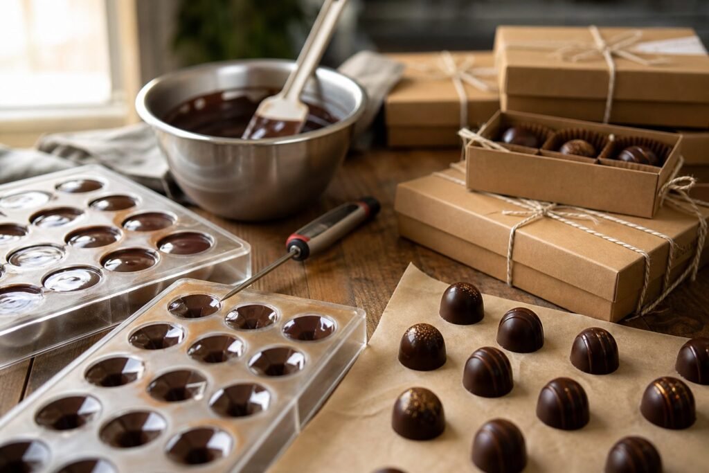 Hacer chocolates para vender: de la cocina a tu primer cliente, paso a paso